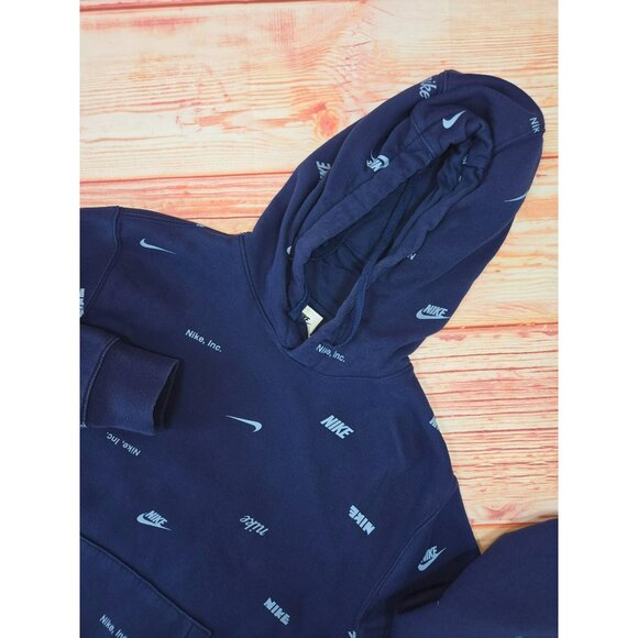 Nike Mens Navy Blue‎ Logo Print Hoodie Small - Picture 4 of 7